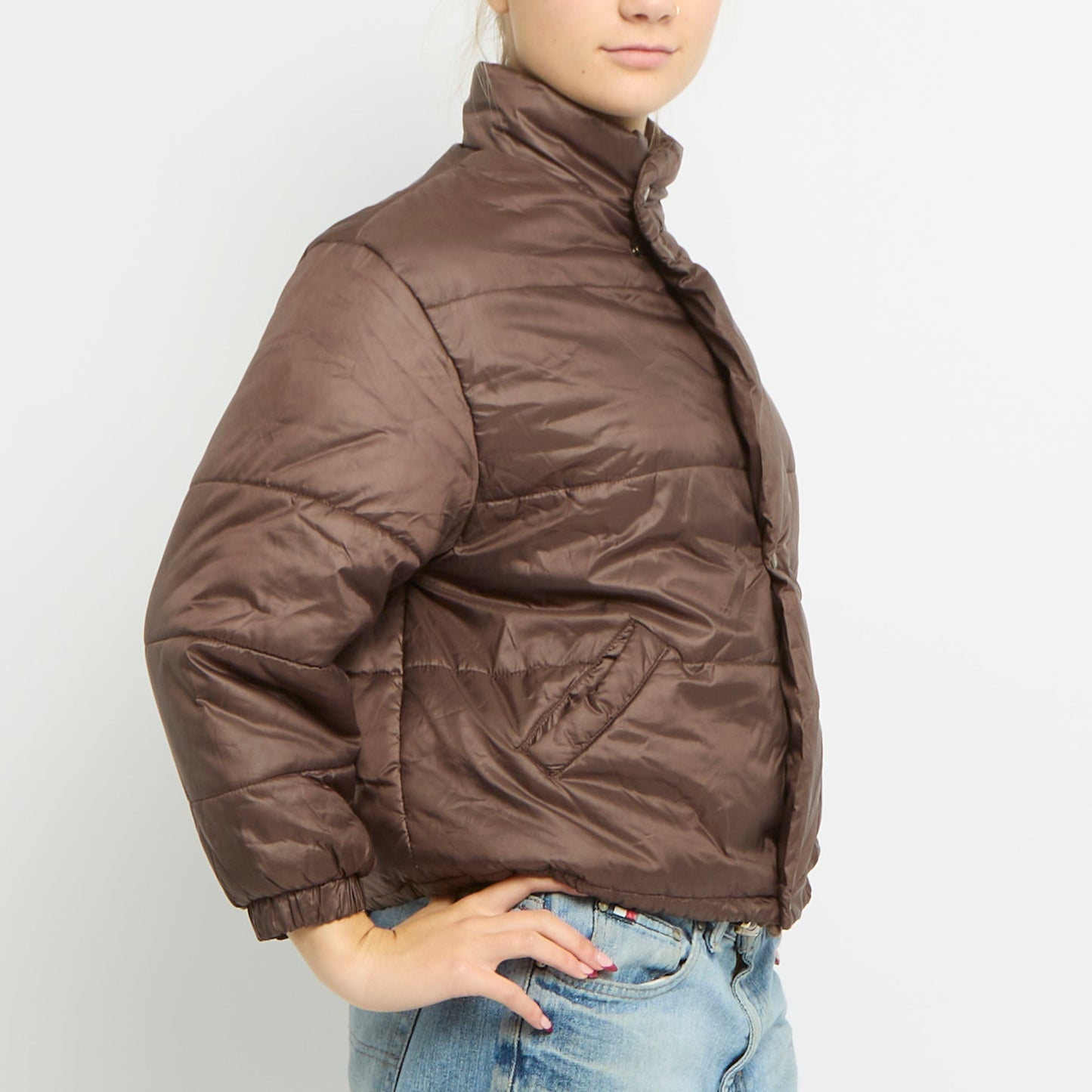 Lightweight Cropped Sleeve Drawstring Jacket - UK 8