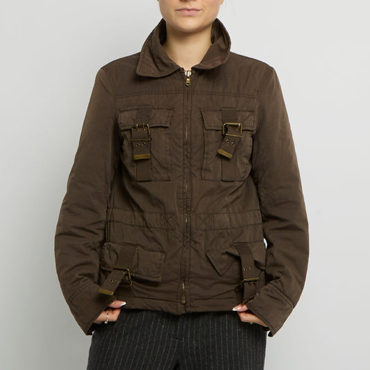 Buckle Detail Soft Material Jacket - UK 8