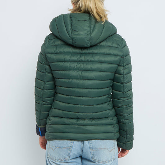 High Neck Popper  Fitted Quilted Jacket- UK 8