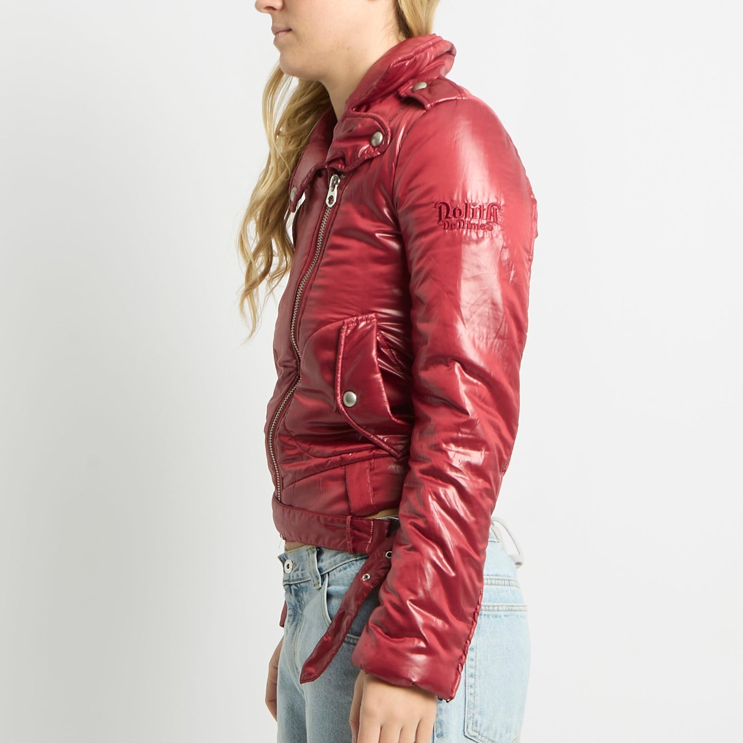 Belt Detail Side Zip Puffer Jacket - UK 8