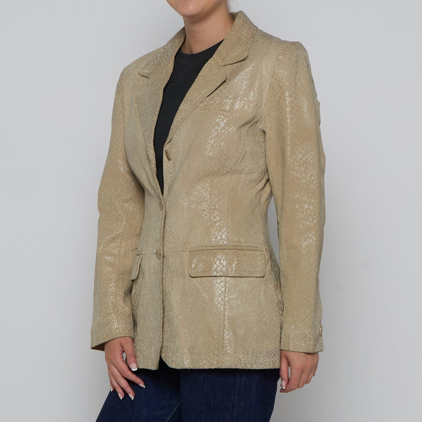 Snakeskin Design Fabric Blazer - L