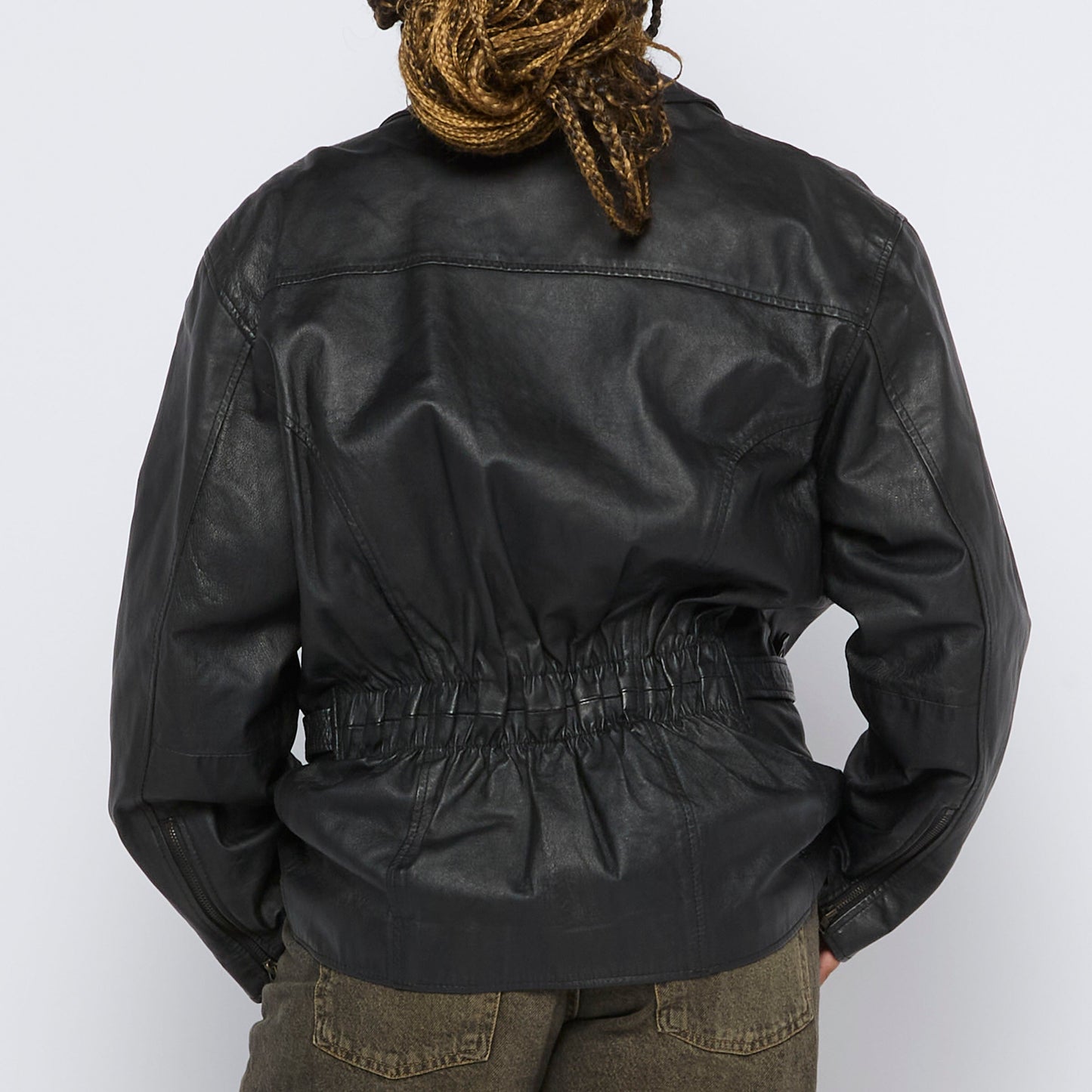 Belted Leather Jacket - L