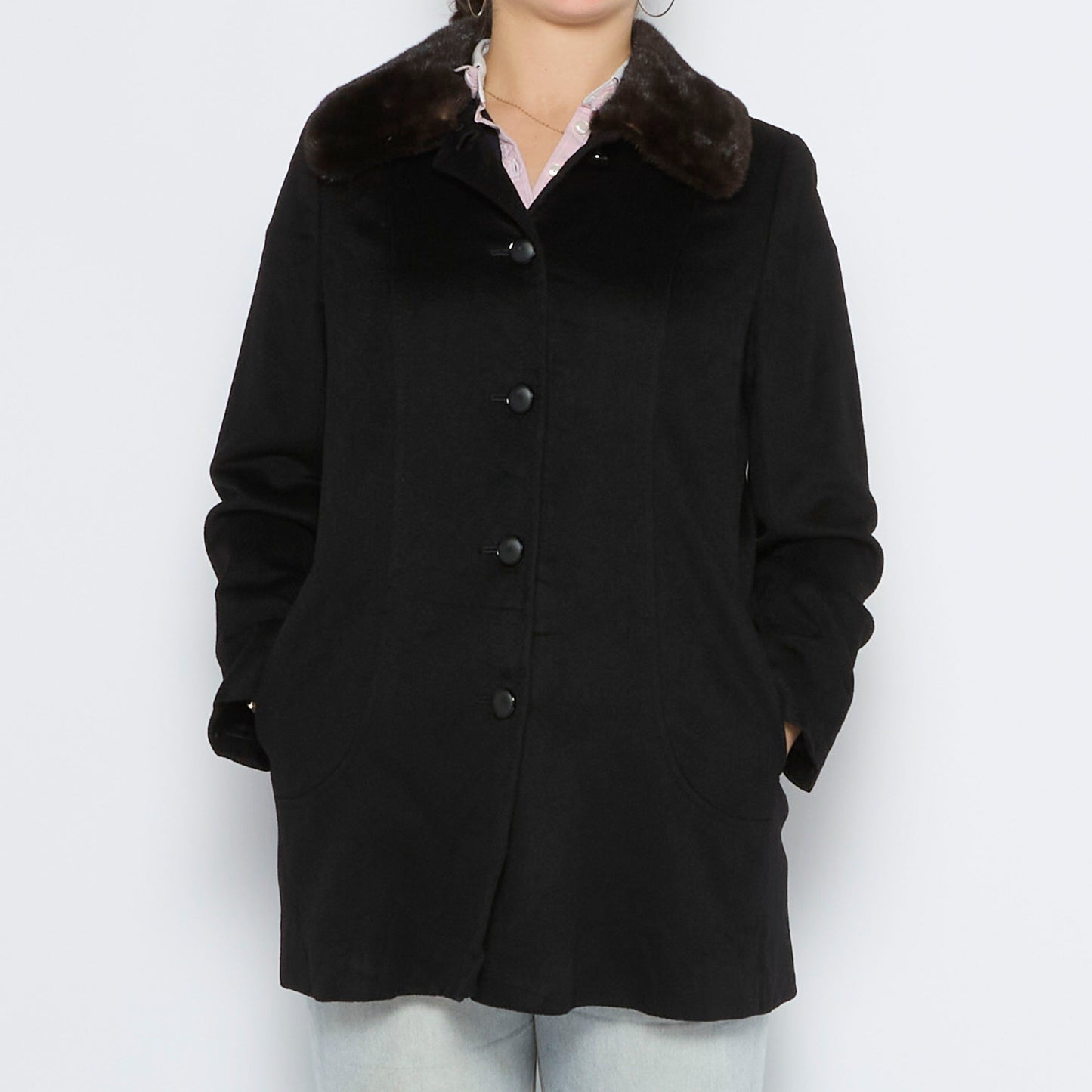 Aitima Fur Collared Over Coat - L