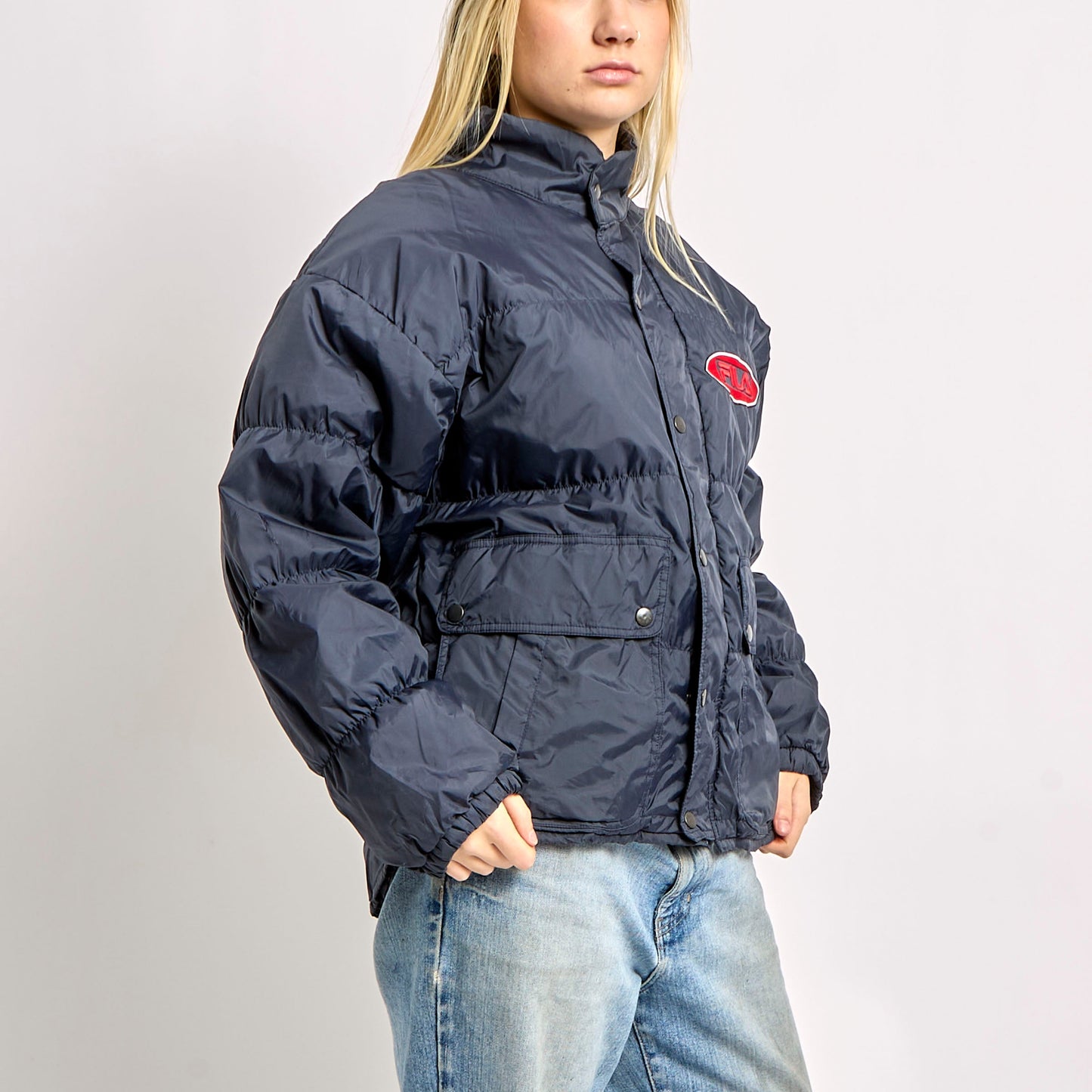 Fila Buttoned Puffer Coat With Front Pockets - L