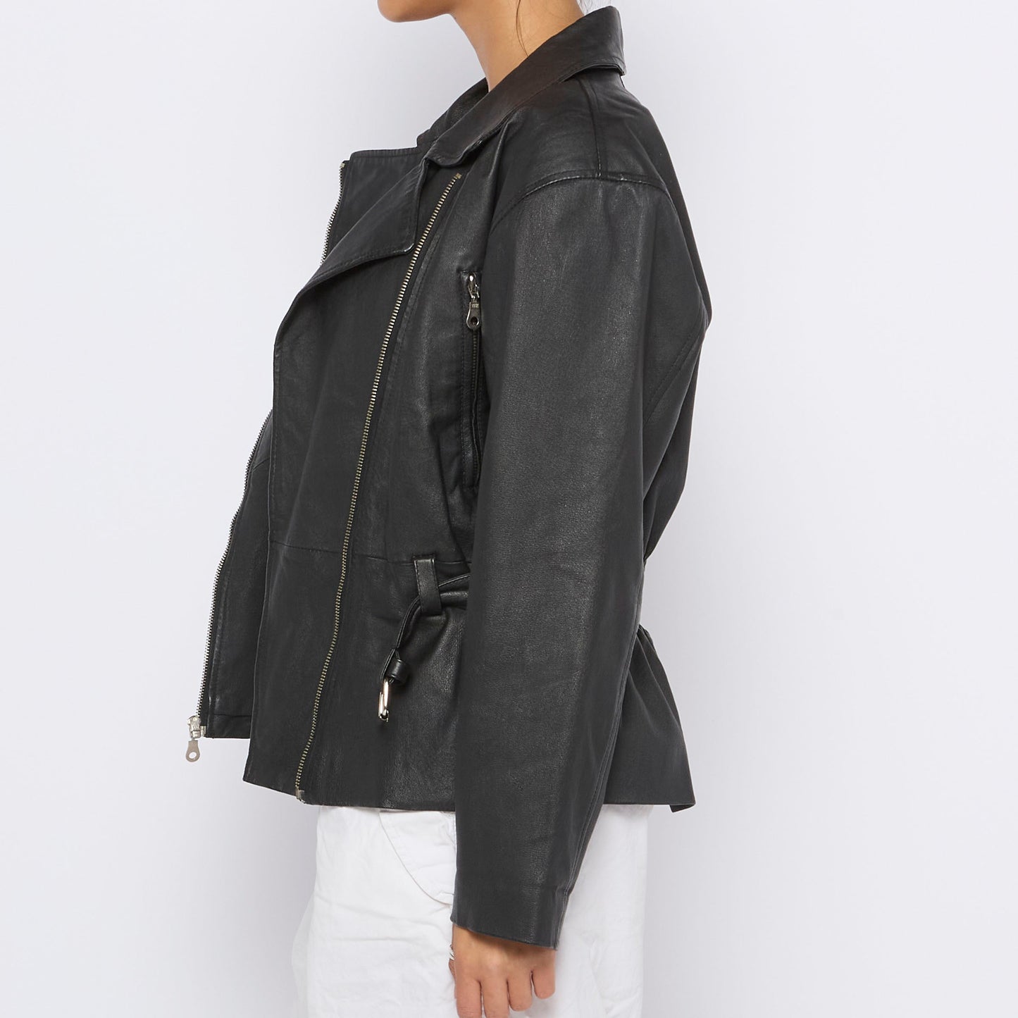 Leather Biker Jacket - M