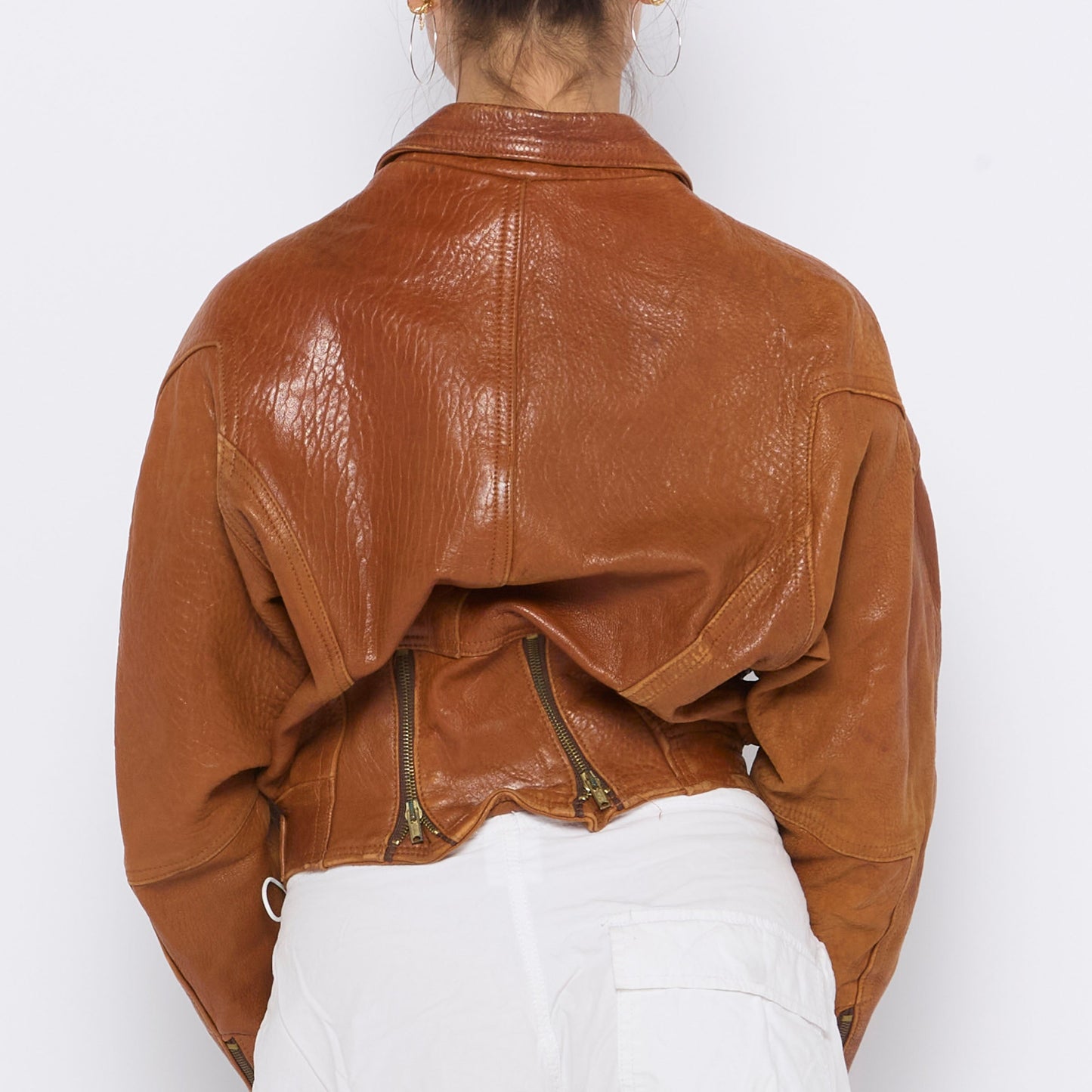 Leather Jacket with double Zip Back  - S