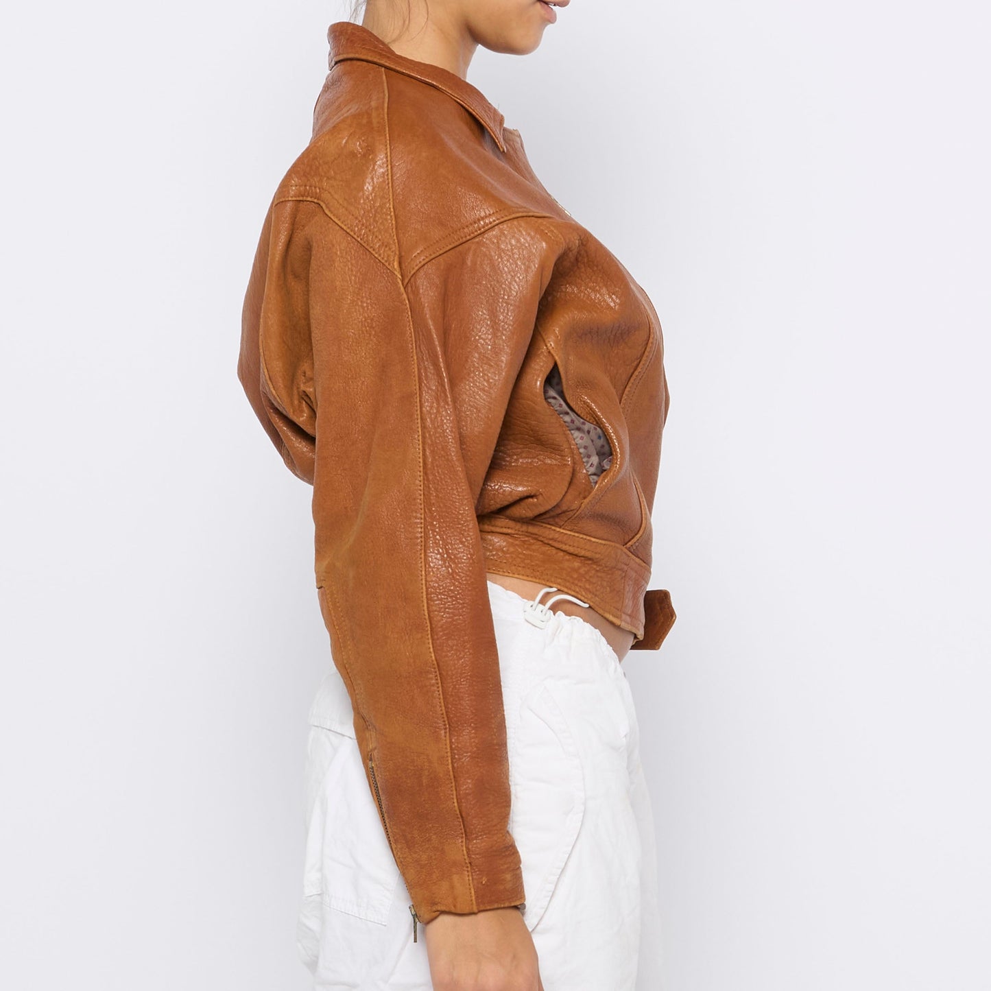 Leather Jacket with double Zip Back  - S