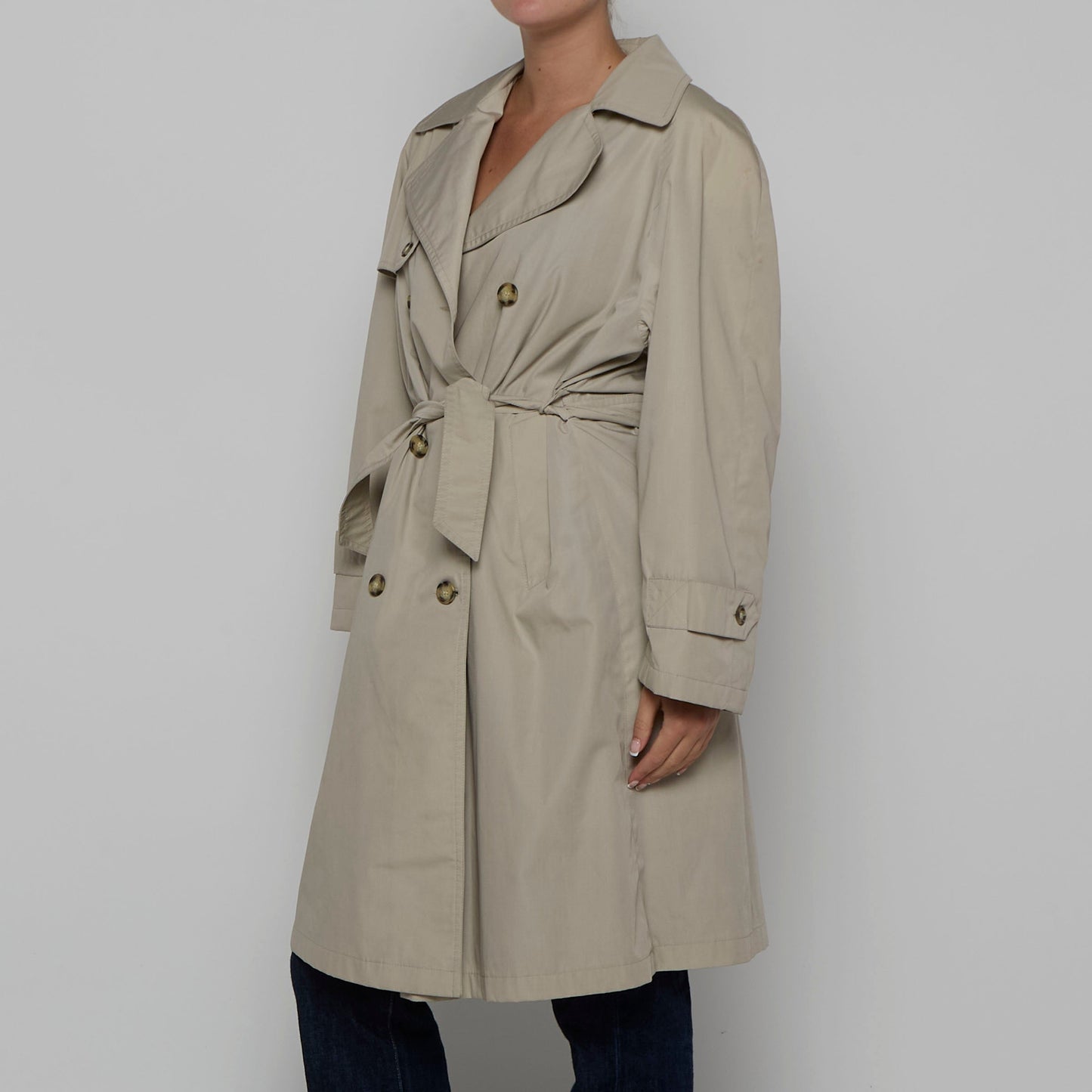 Double Breasted Belted Trench Coat - S