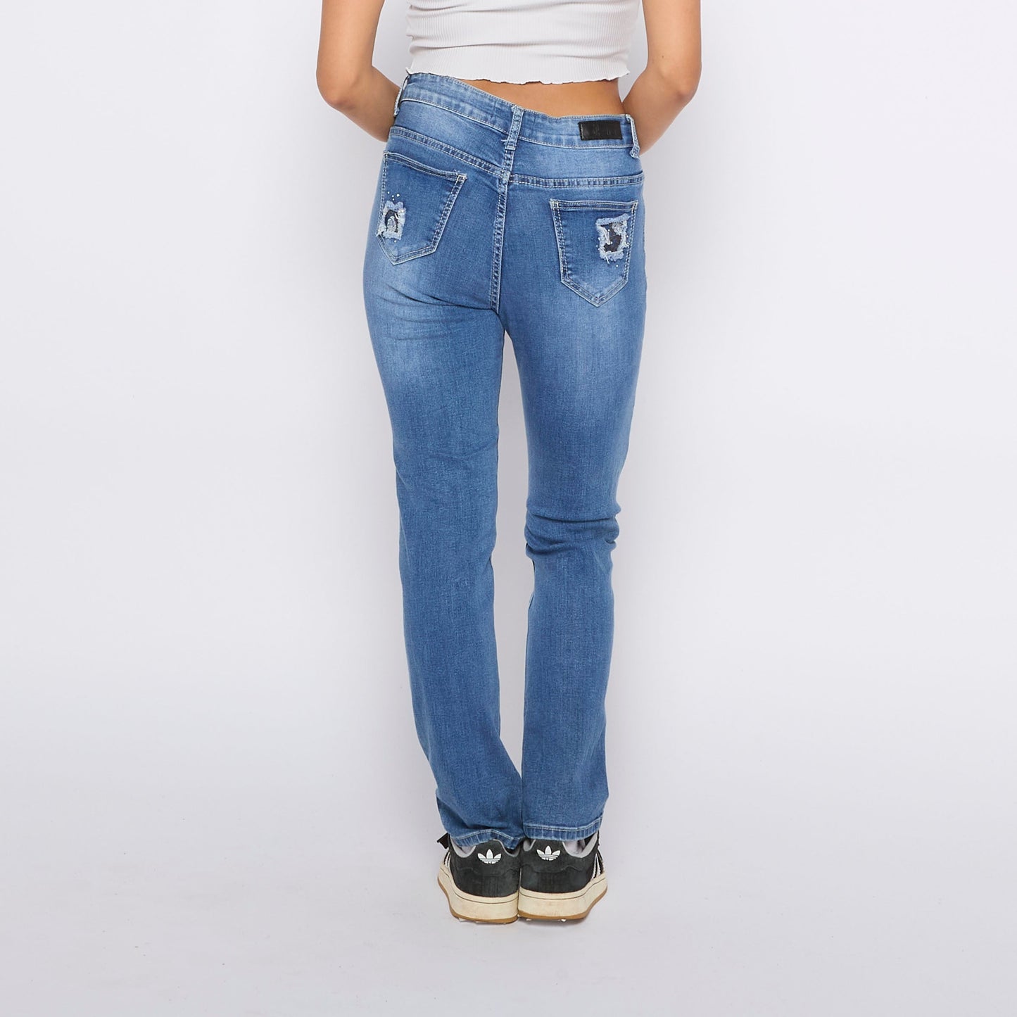 DKIN Embroidery  Straight Leg Jeans - UK 10