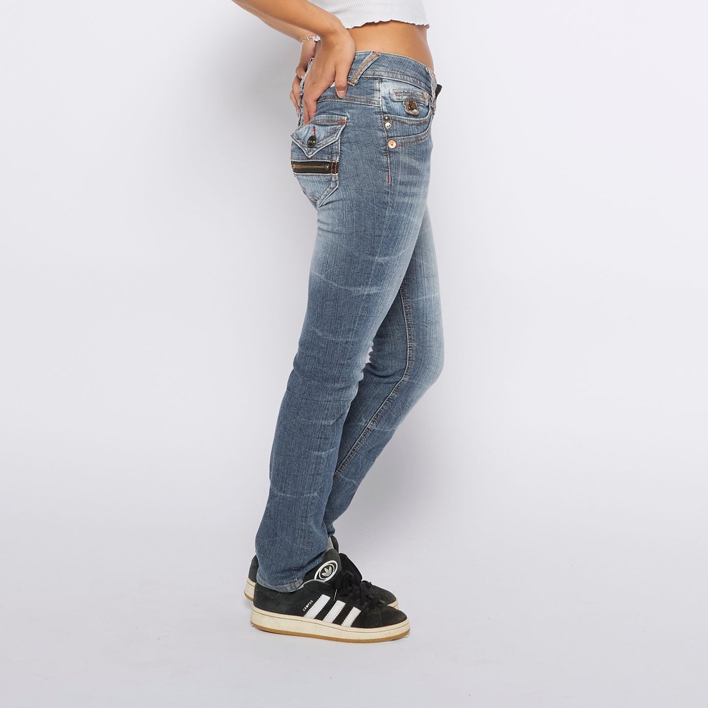 Stone Washed Straight Leg Jeans - UK 10