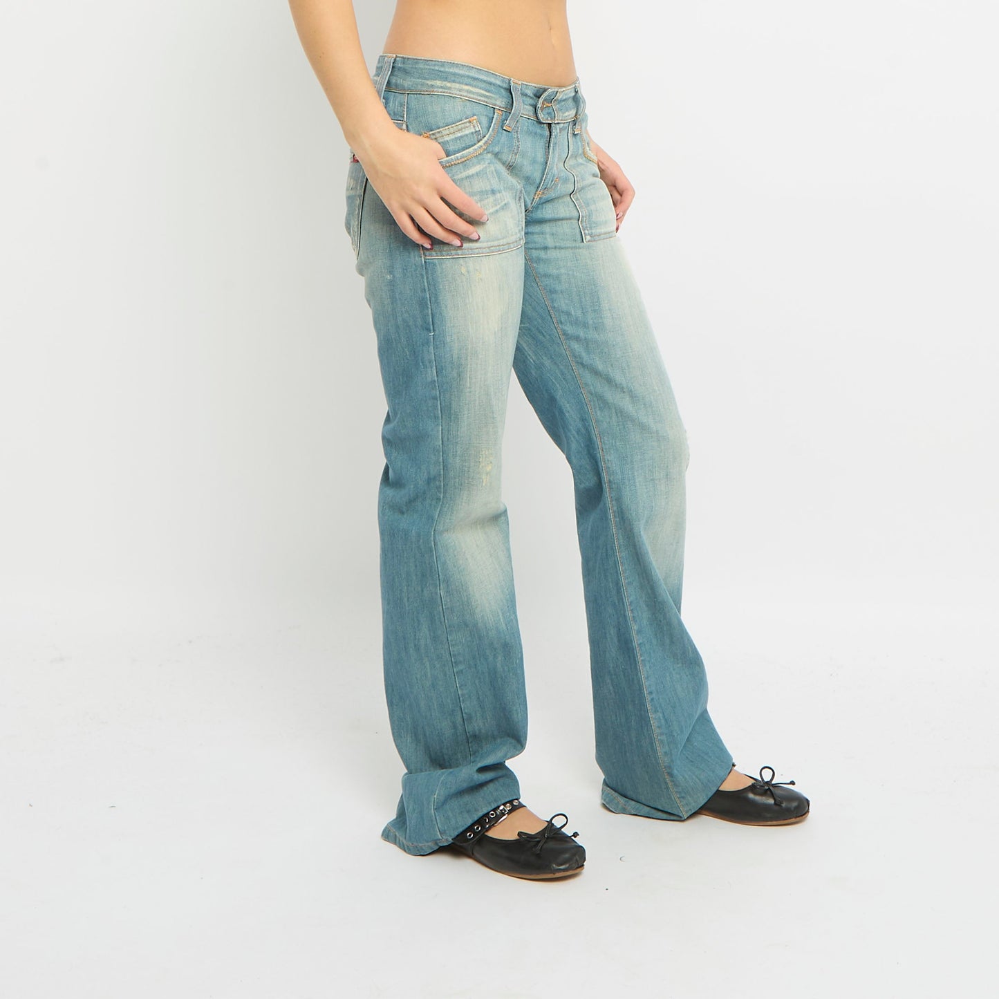 Light Wash Low Waist Straight Leg Jeans- UK 10