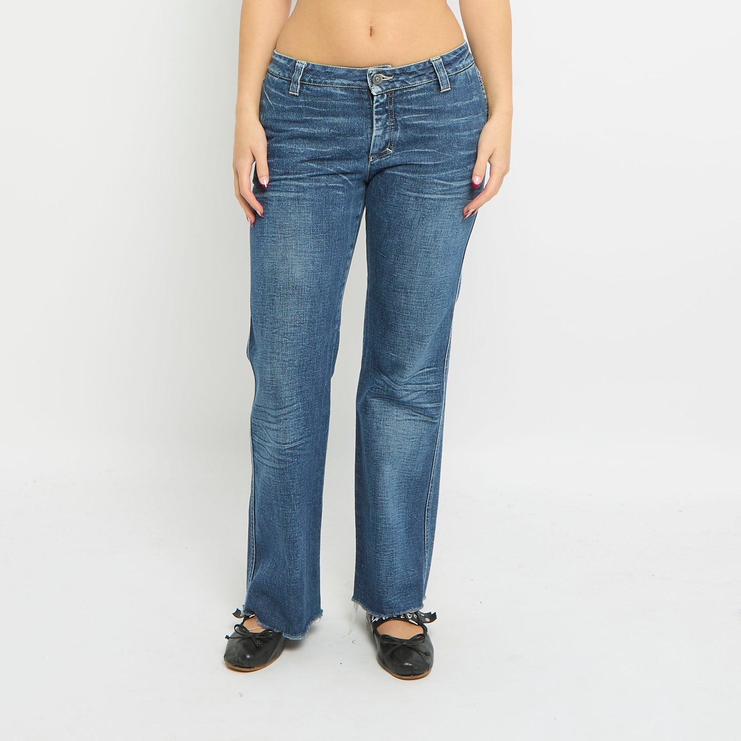 VERSACE Low Waist Raw Hem Jeans  - UK 10