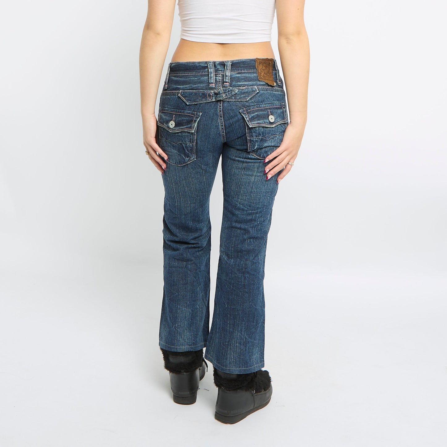 Contrast Stitch Cropped Jeans - UK 10