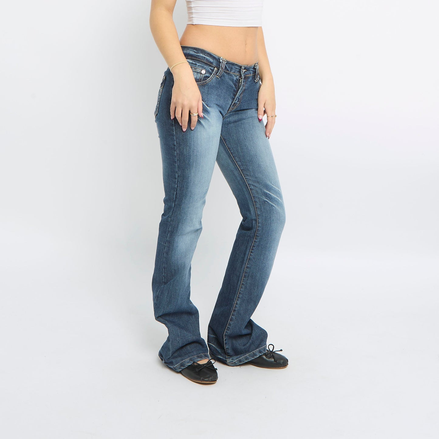 Low Waisted Flared Leg Jeans - UK 10