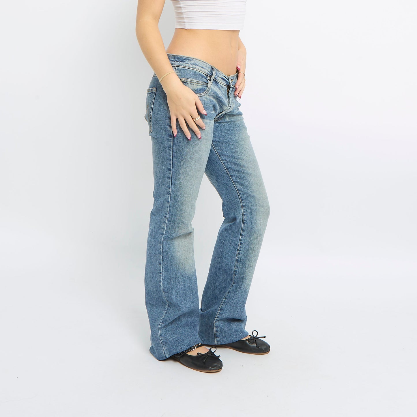 Light Acid Wash Straight Leg Jeans - UK 10