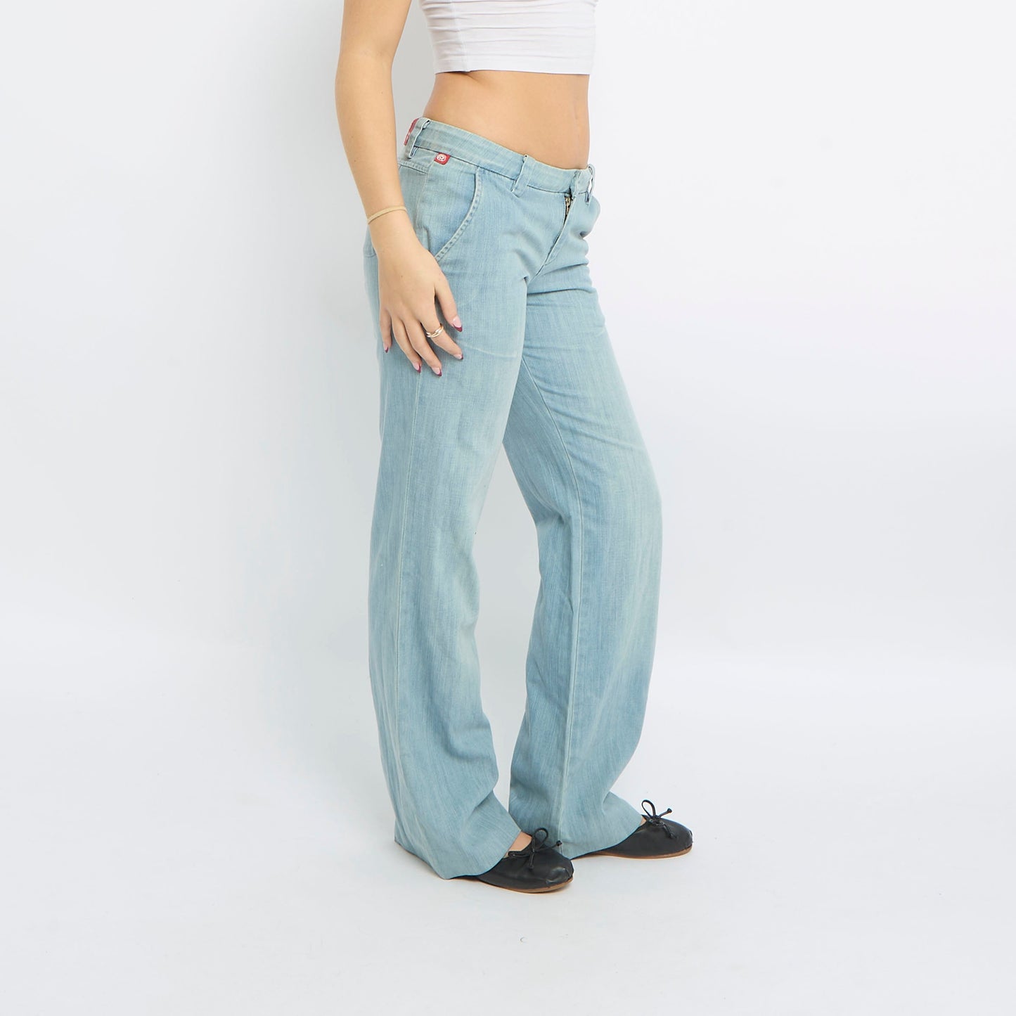 Light Wash Low Waist Straight Leg Jeans - UK 10