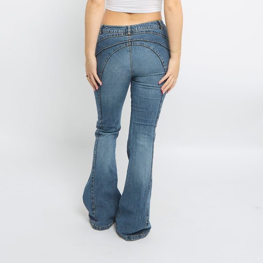 Hem Detailing Flared Leg Jeans - UK 10