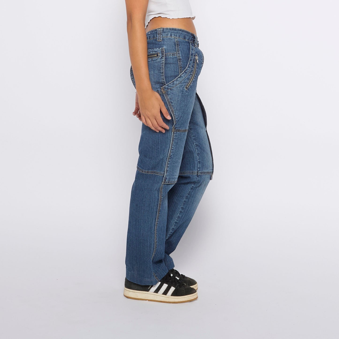 Zip Pocket  Straight Jeans - UK 10