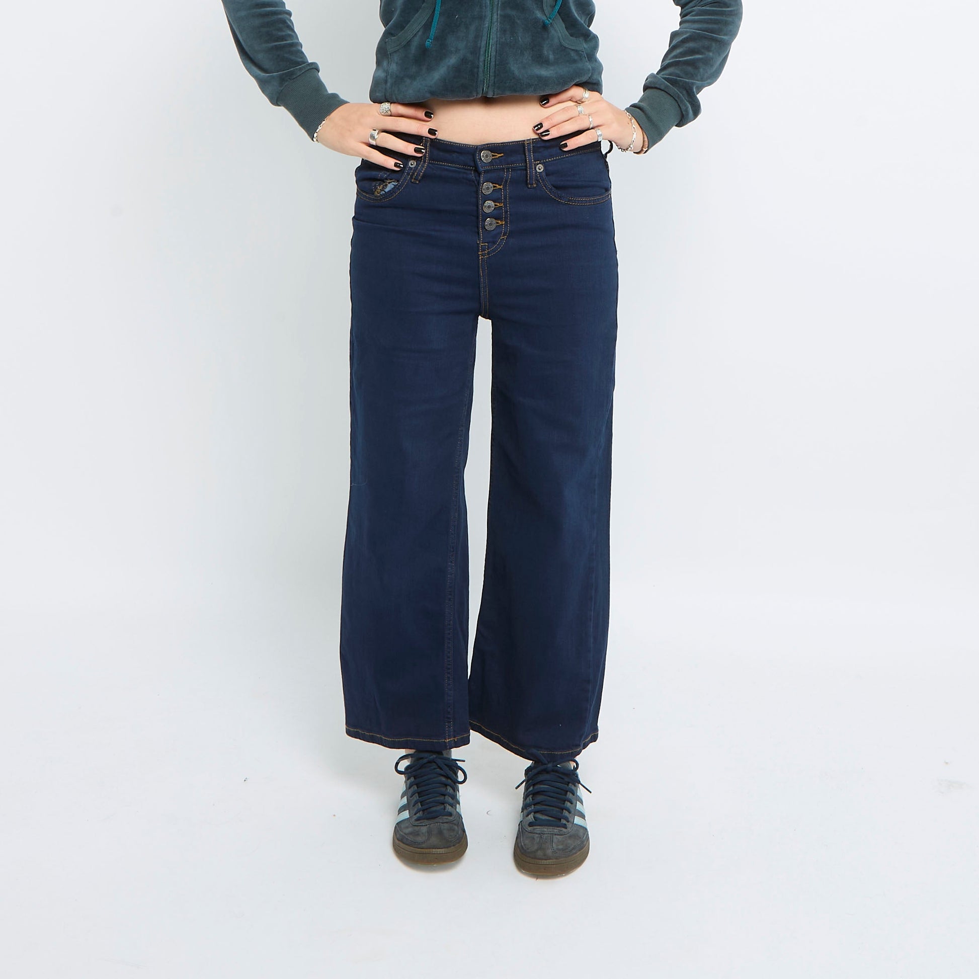 Contrast Stitch Straight Leg Jeans - UK 10