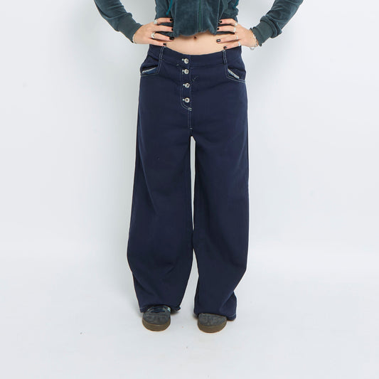 Contrast Stitch Straight Leg Jeans - UK 10