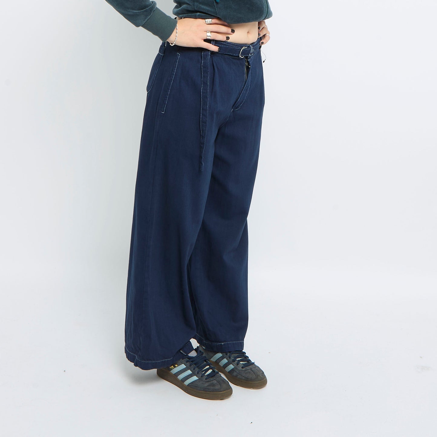 Belted Waist Wide Leg Jeans - UK 10