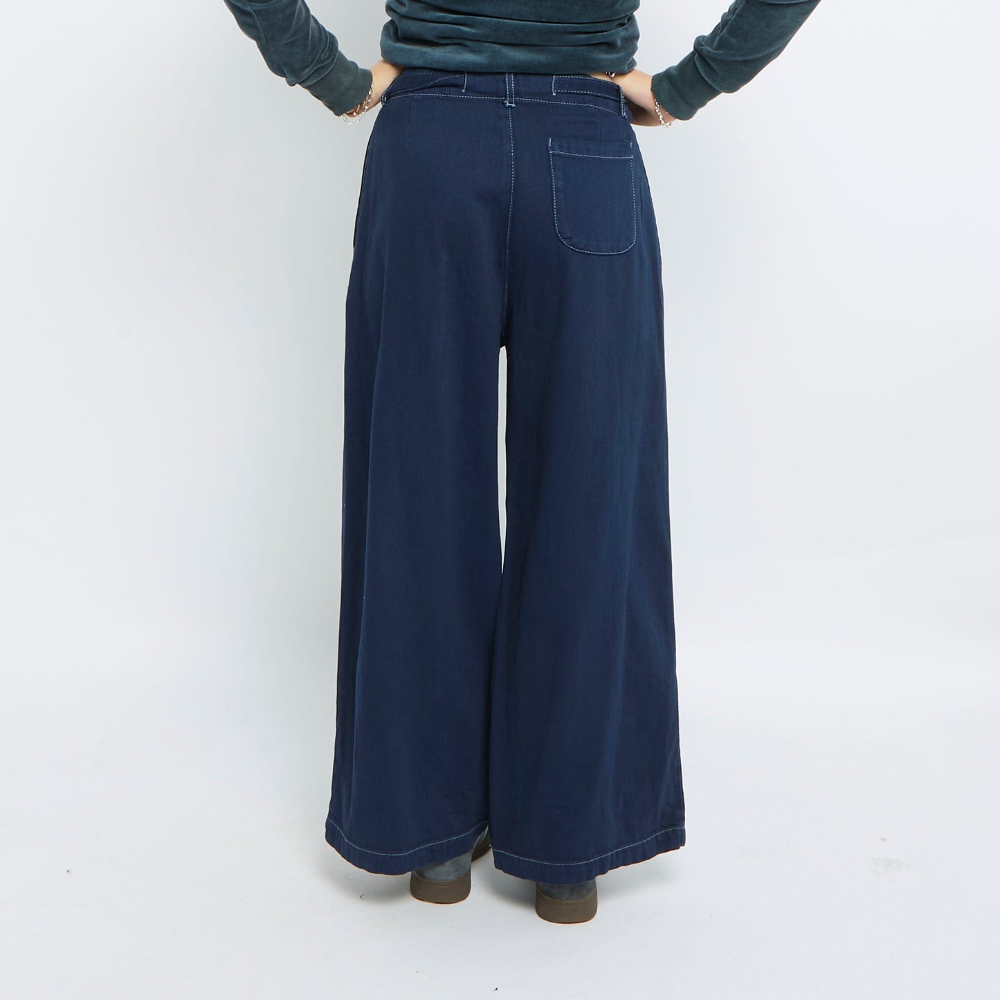 Belted Waist Wide Leg Jeans - UK 10