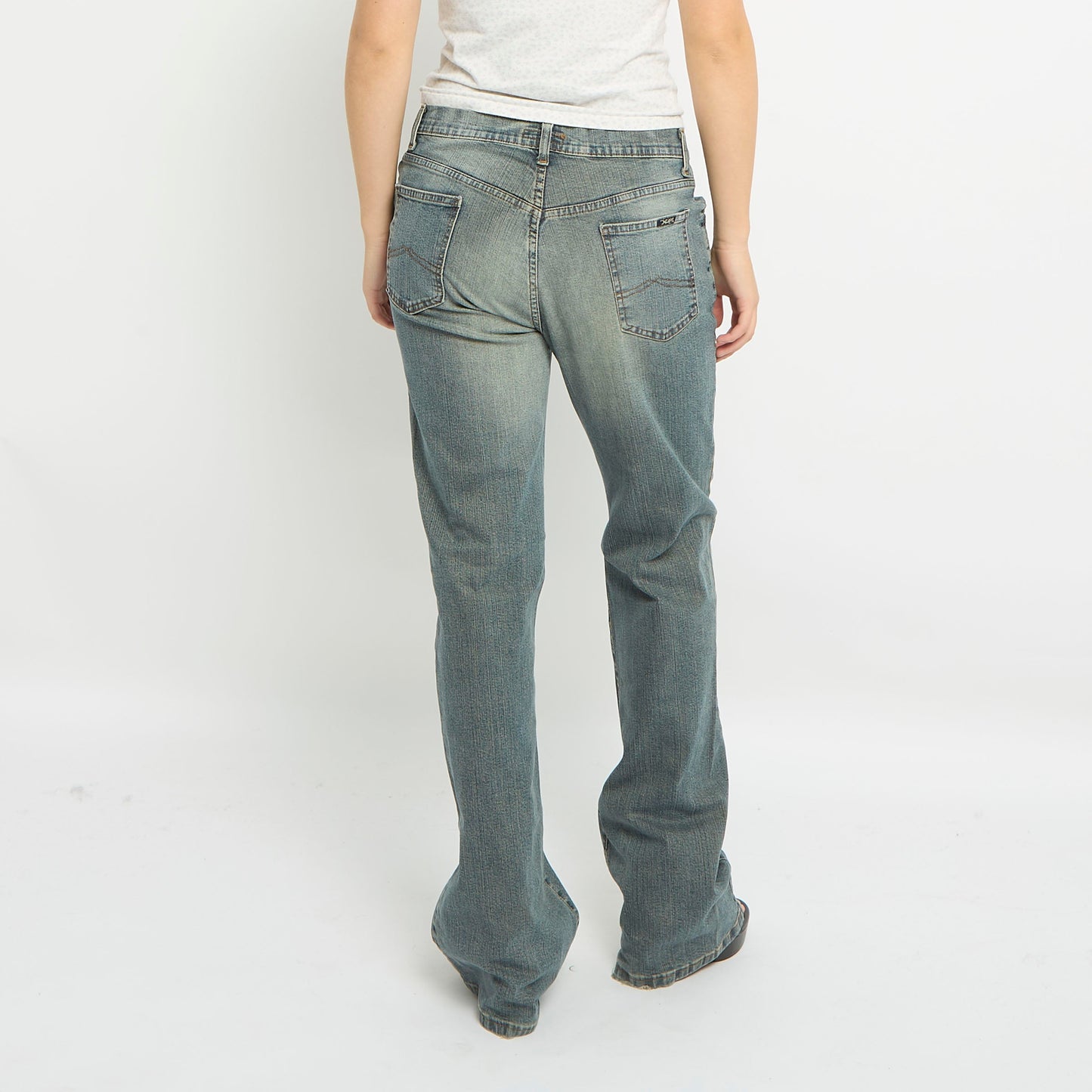 Straight Leg Grey Washed Jeans-UK 12