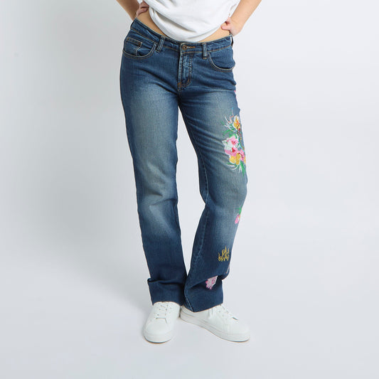 Embroidery Detail Flare Leg Jeans - UK 12