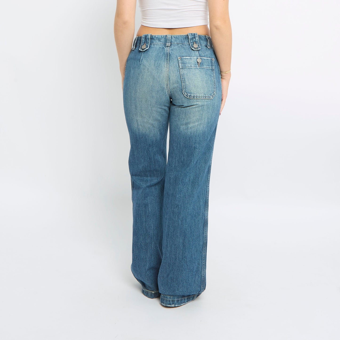 Wide Leg Mid Waist Jeans - UK 12