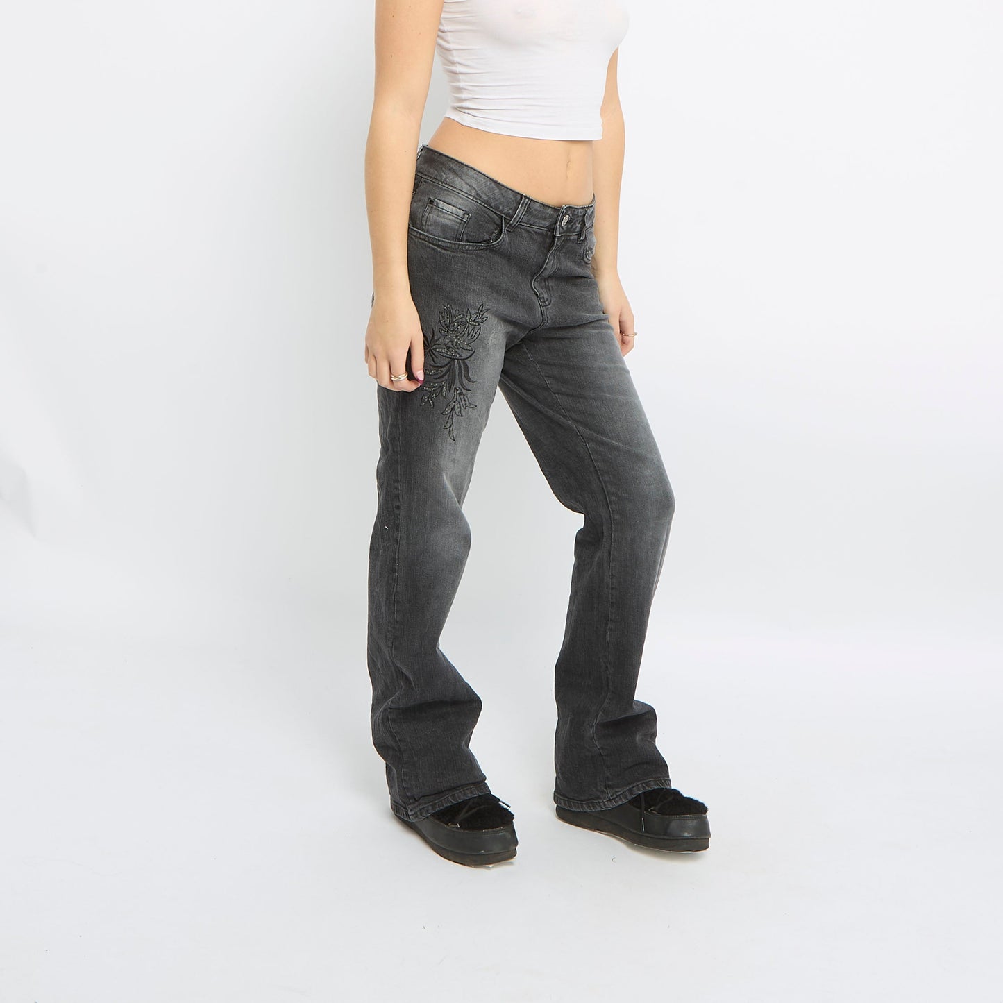 Embroidered Straight Leg Jeans - UK 12