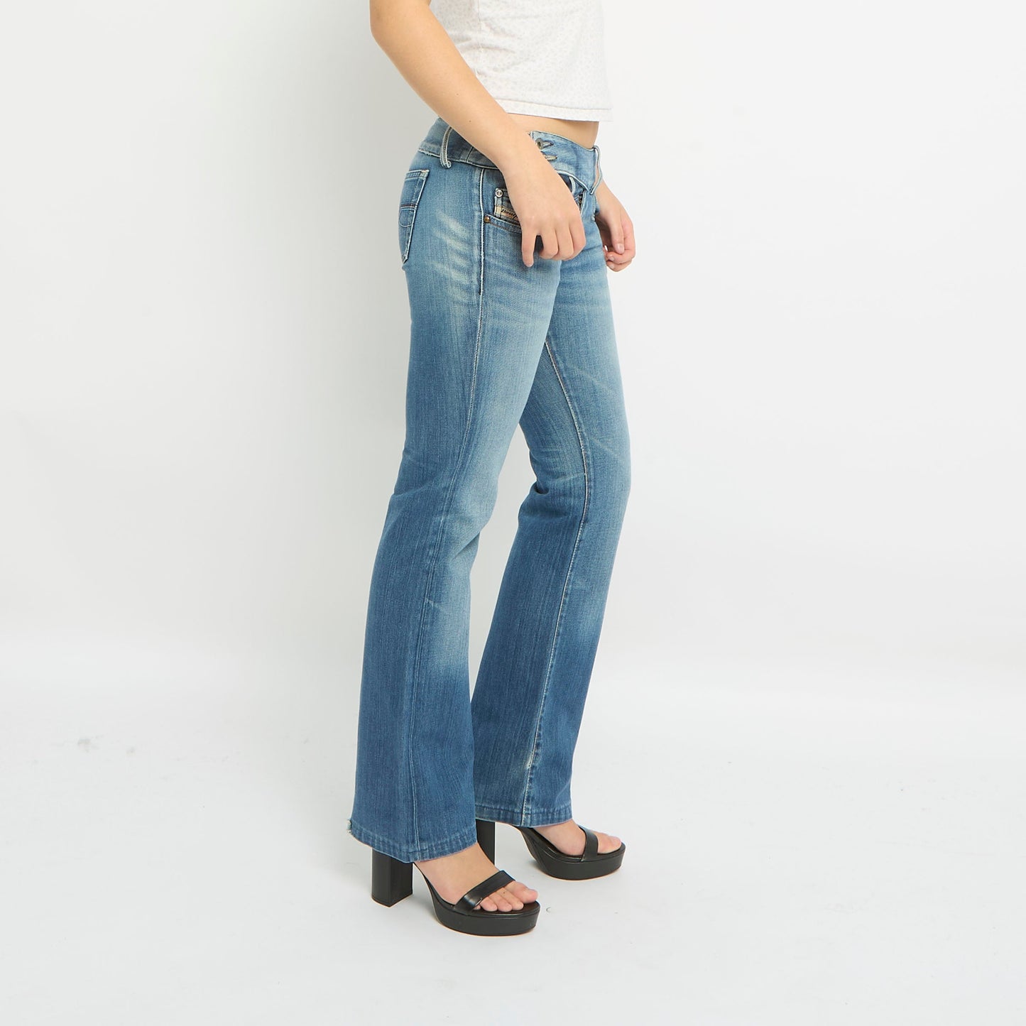 Diesel Straight Leg Belt Detail Jeans- UK 14