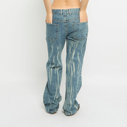 Patterned Straight Leg Jeans - UK 14