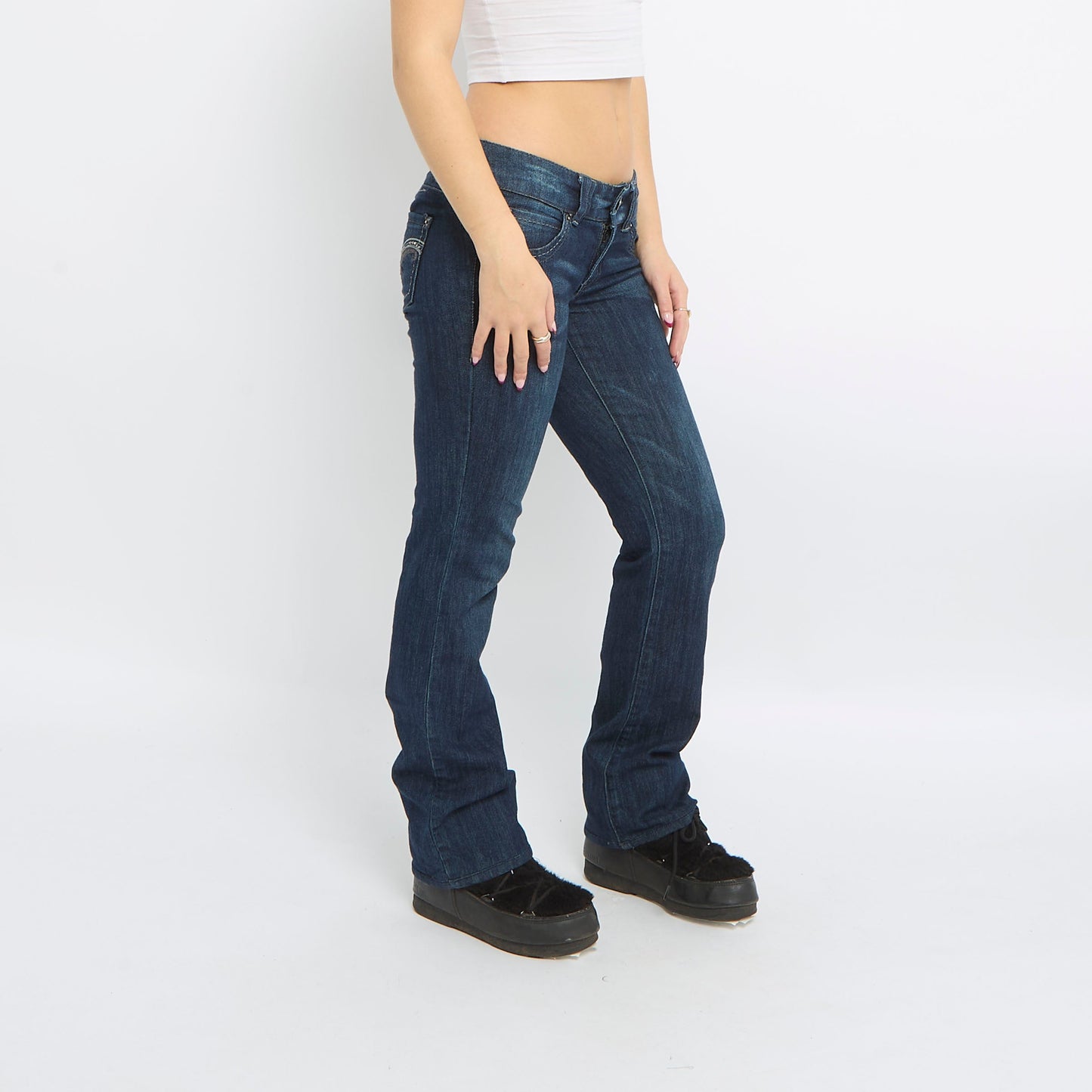 Diamante Pocket Detail Bootcut Jeans - UK 14