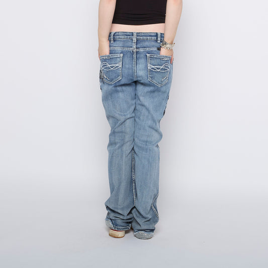 Animal Embroidered Straight Leg Jeans - W32" L32"