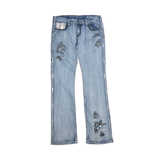 Womens We Are Animal Embroided Straight Leg Jeans - UK 16