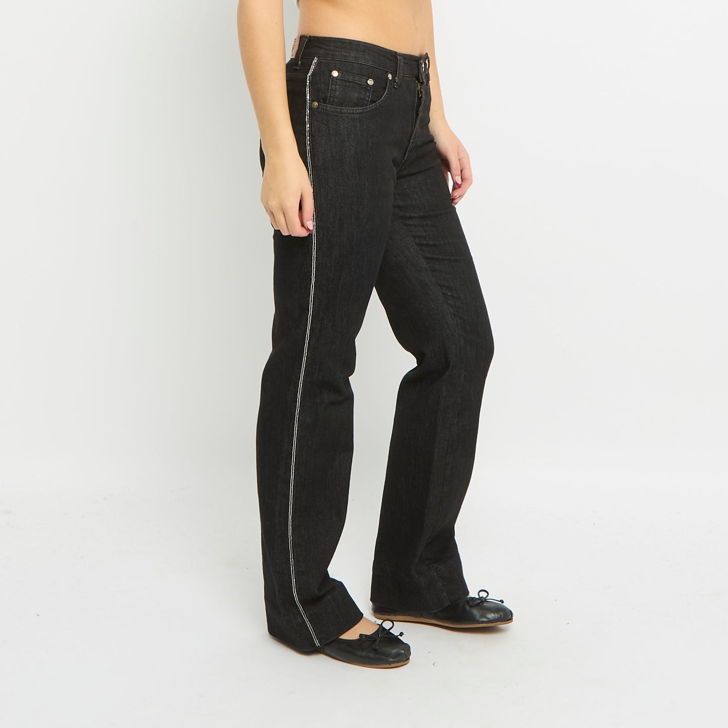 Trussardi Diamante Hem Straight Leg Jeans - UK 6