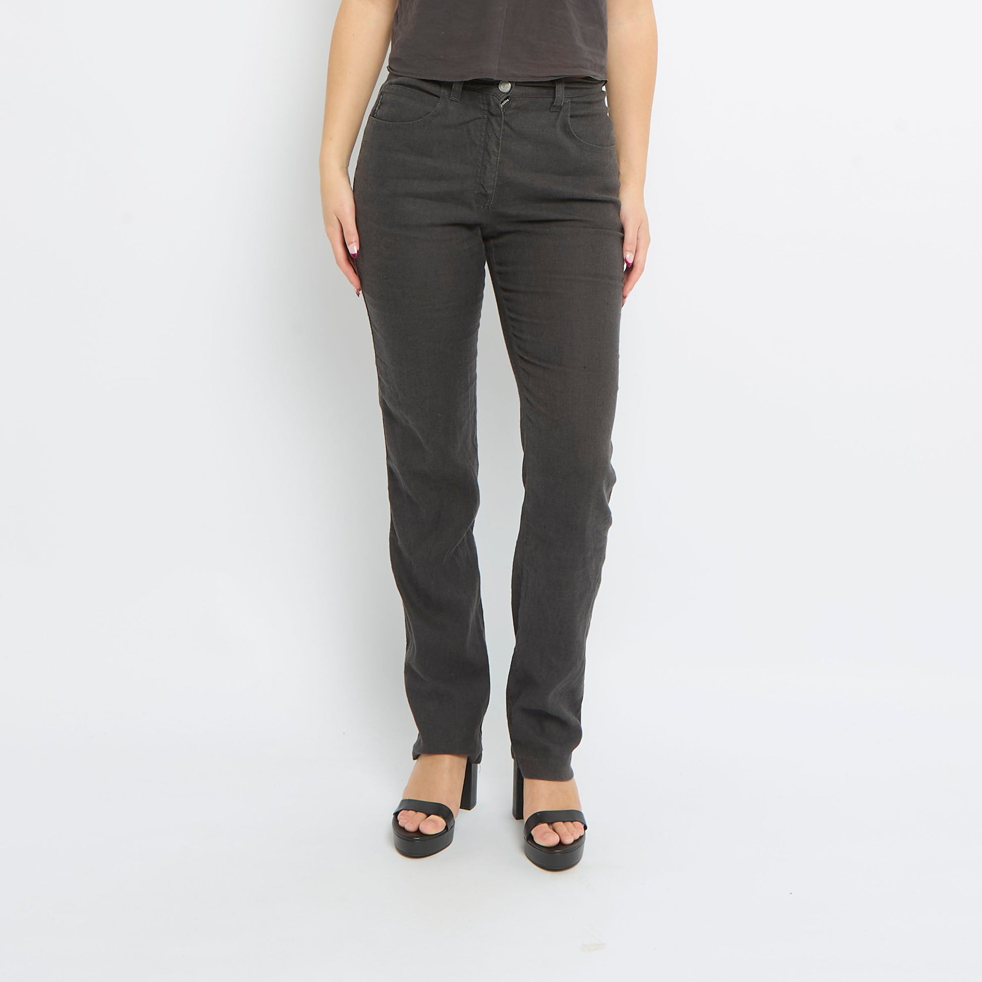 Armani Straight Leg Linen Trousers - UK 6