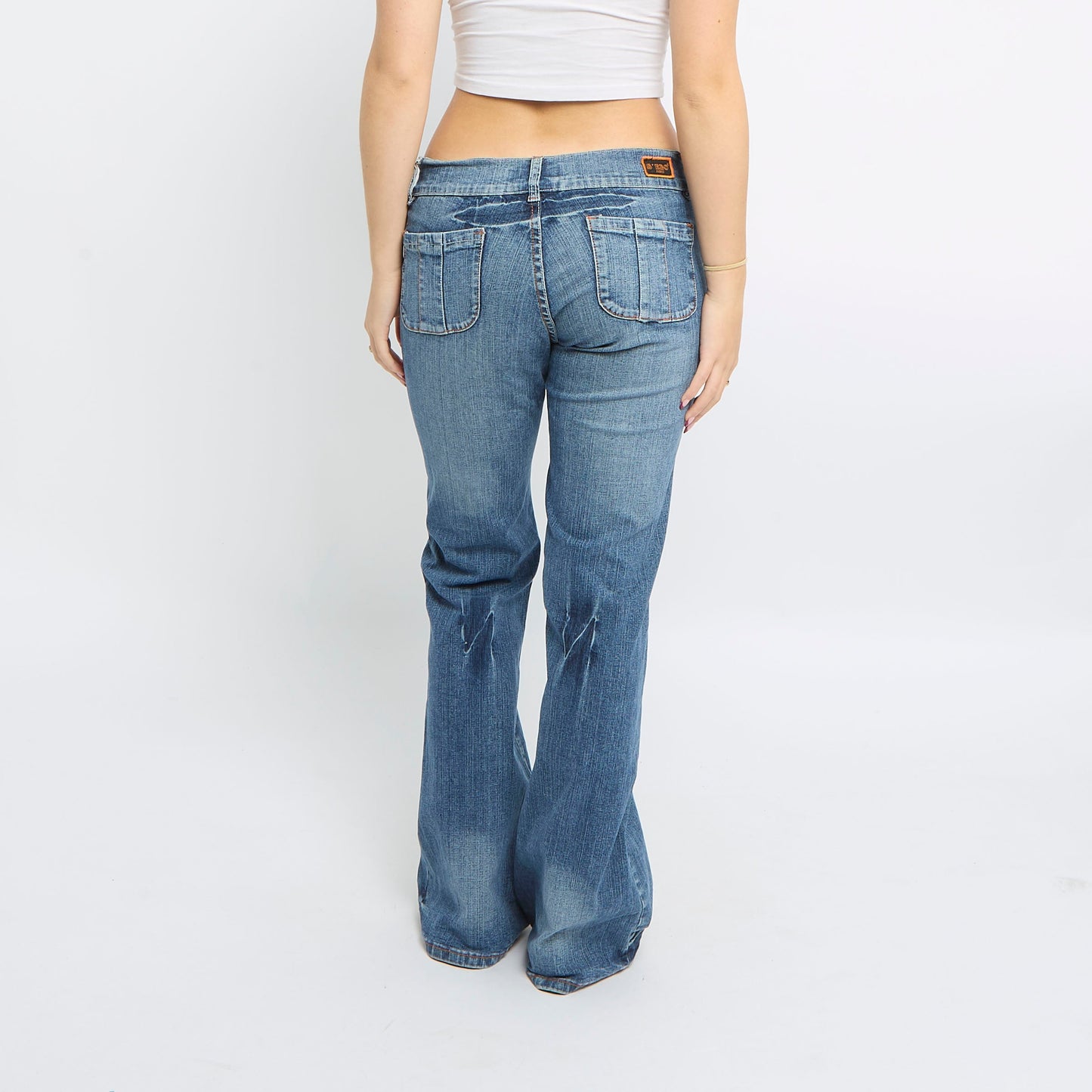 Contrast Stitch Wide Leg Jeans - UK 8