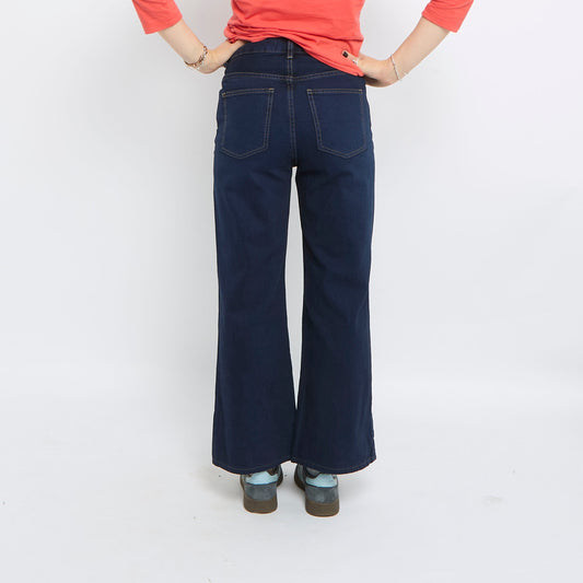 Contrast Stitch Wide Leg Jeans - UK 8