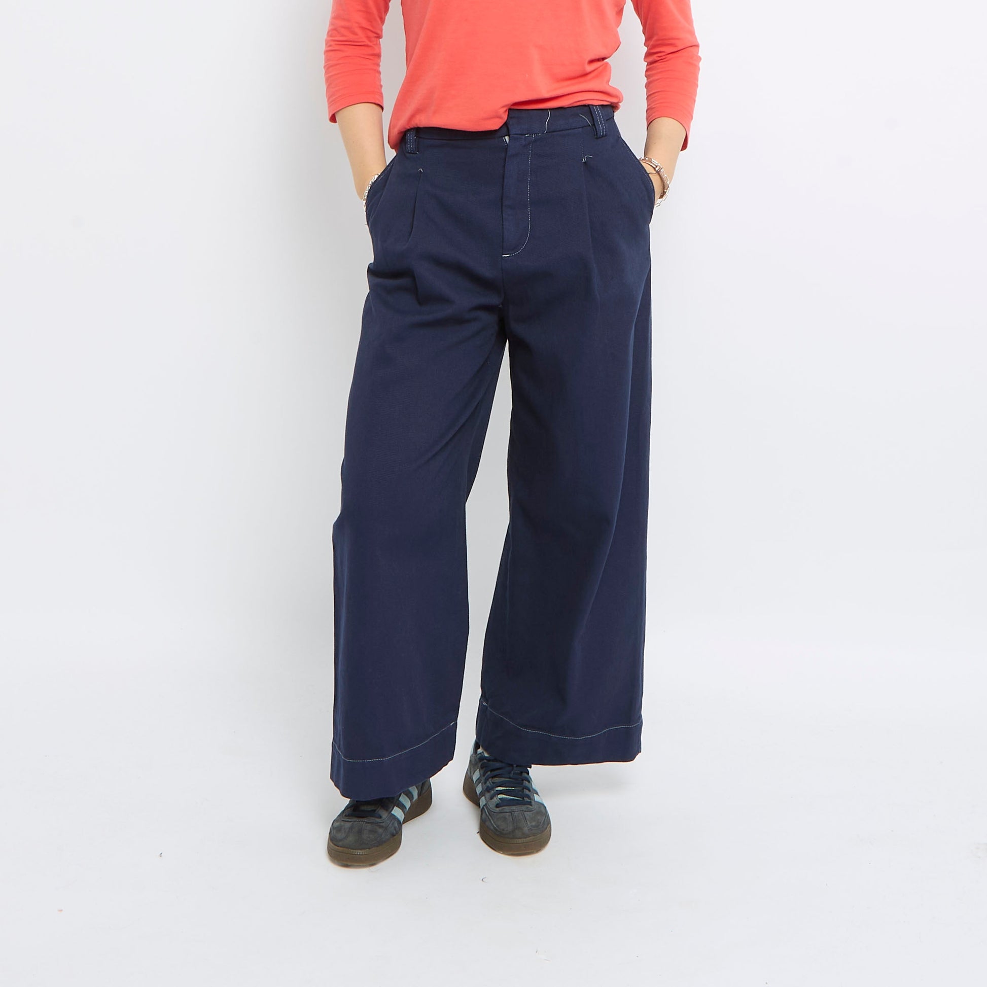 Wide Leg Tailored Jeans - UK 8