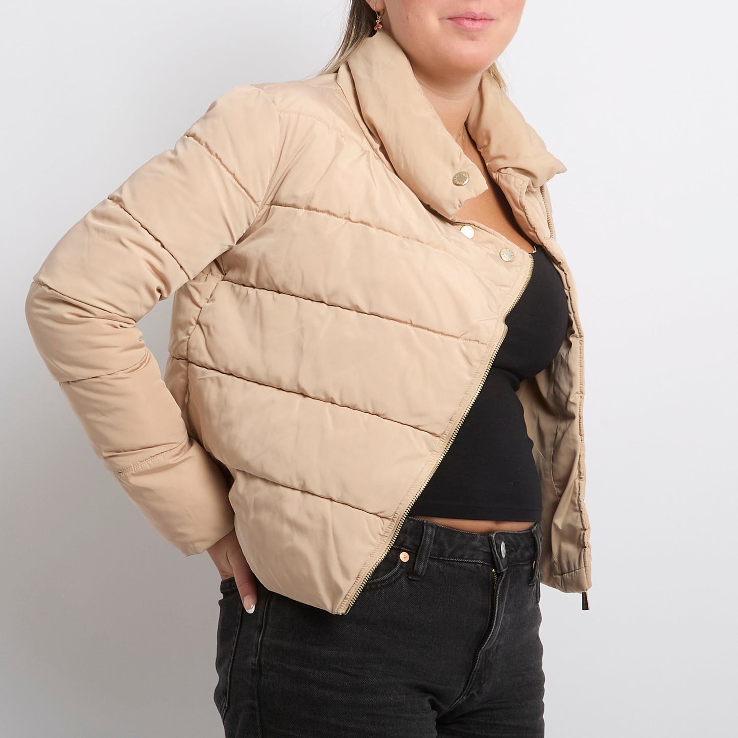 Trussardi Slanted Zip  Cropped Puffer Jacket - 8