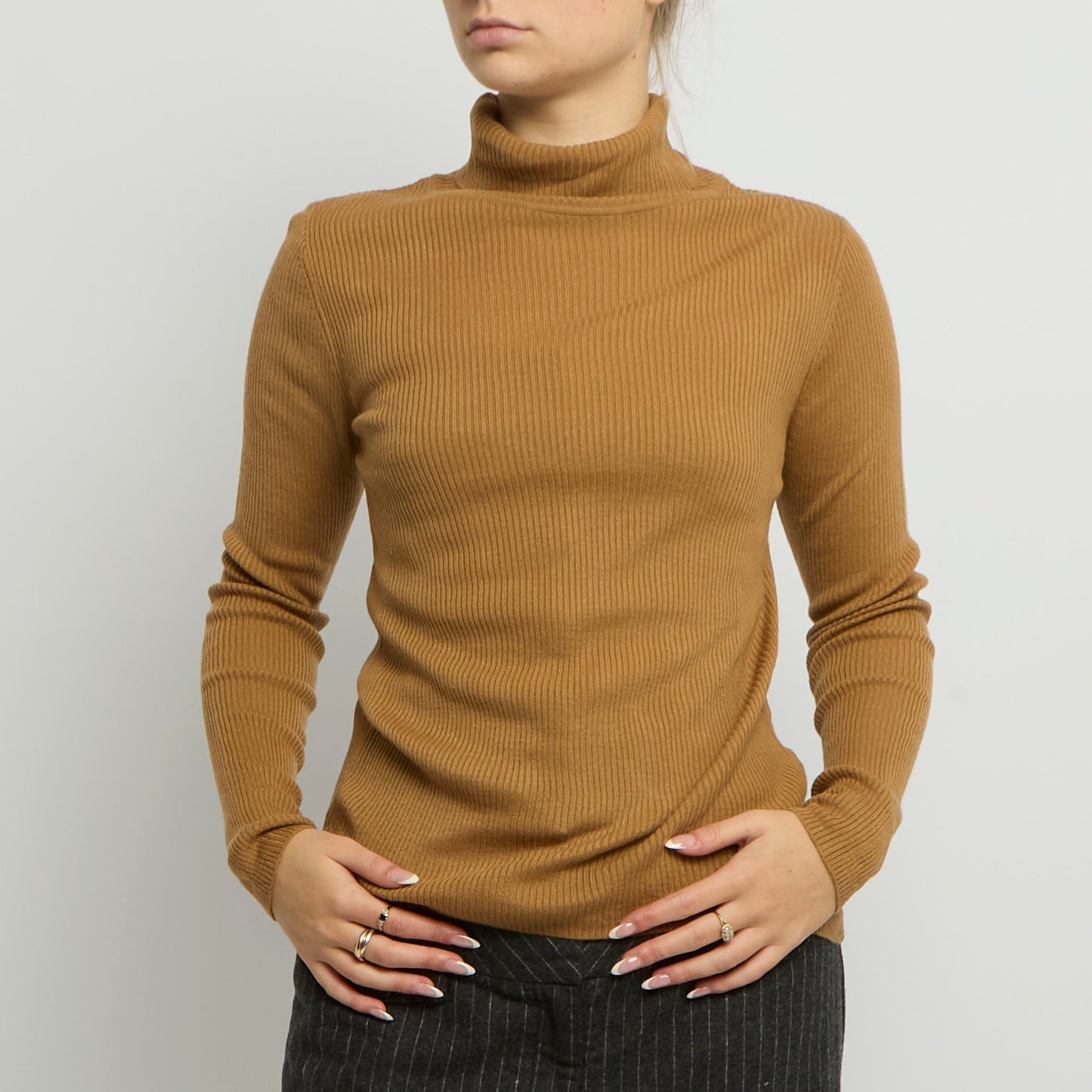 Ribbed Polo Neck Top - UK 10