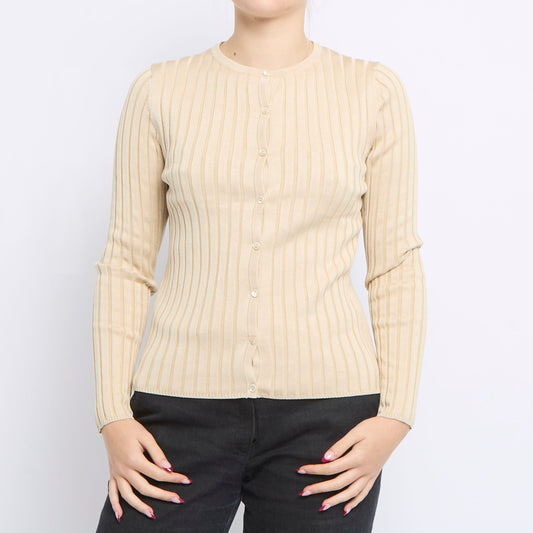 Ribbed Crewneck Knitted Sweater - UK 10