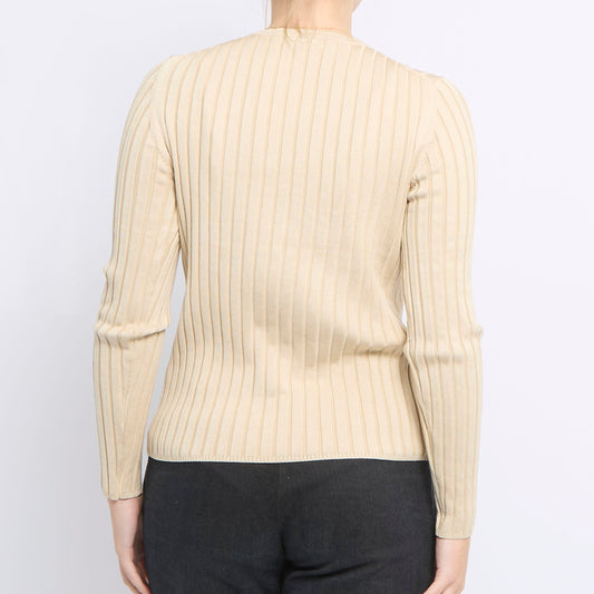 Ribbed Crewneck Knitted Sweater - UK 10