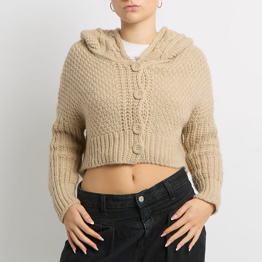 Hooded Chunky Knitted Jumper - UK 10