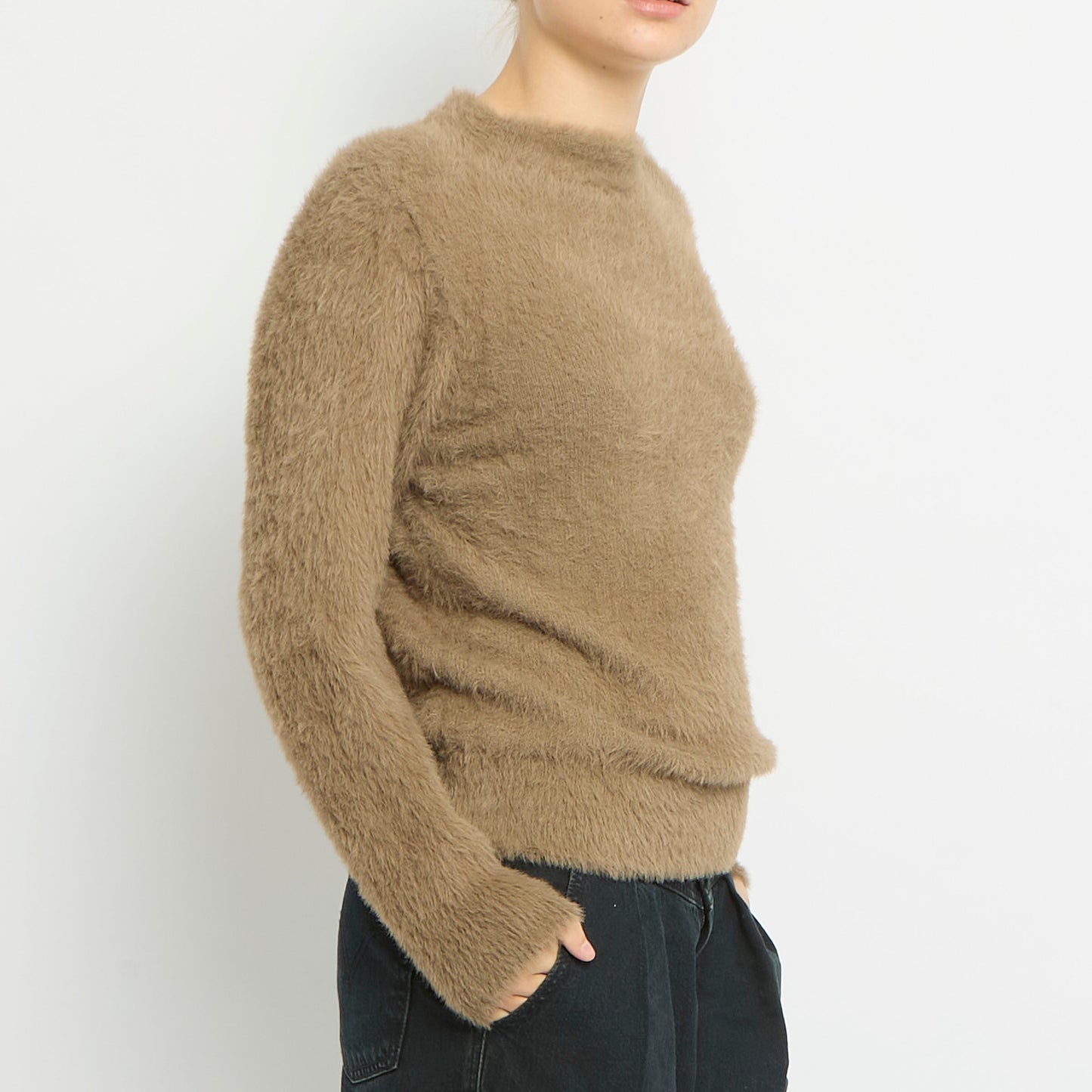 Fluffy Knit Round Neck Sweatshirt-UK 10