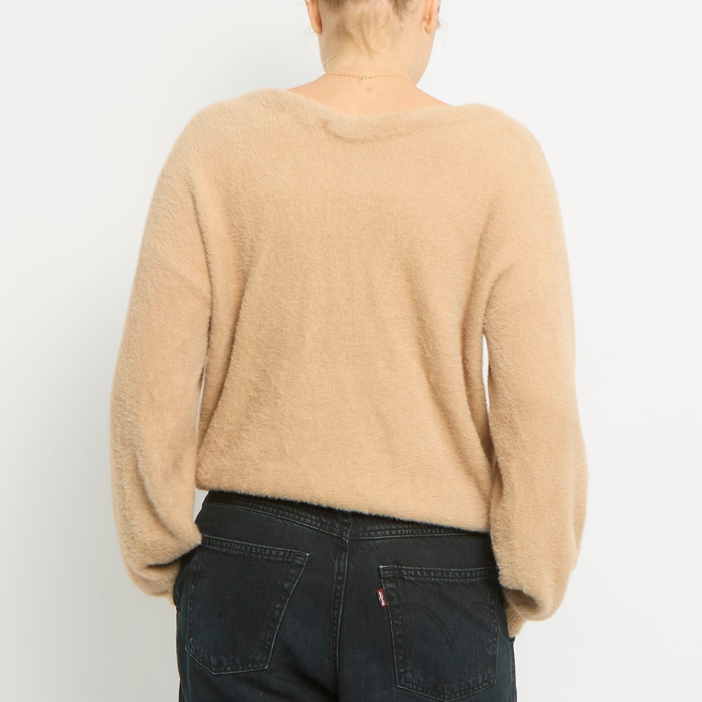 Fluffy V-Neck Sweatshirt-UK 10