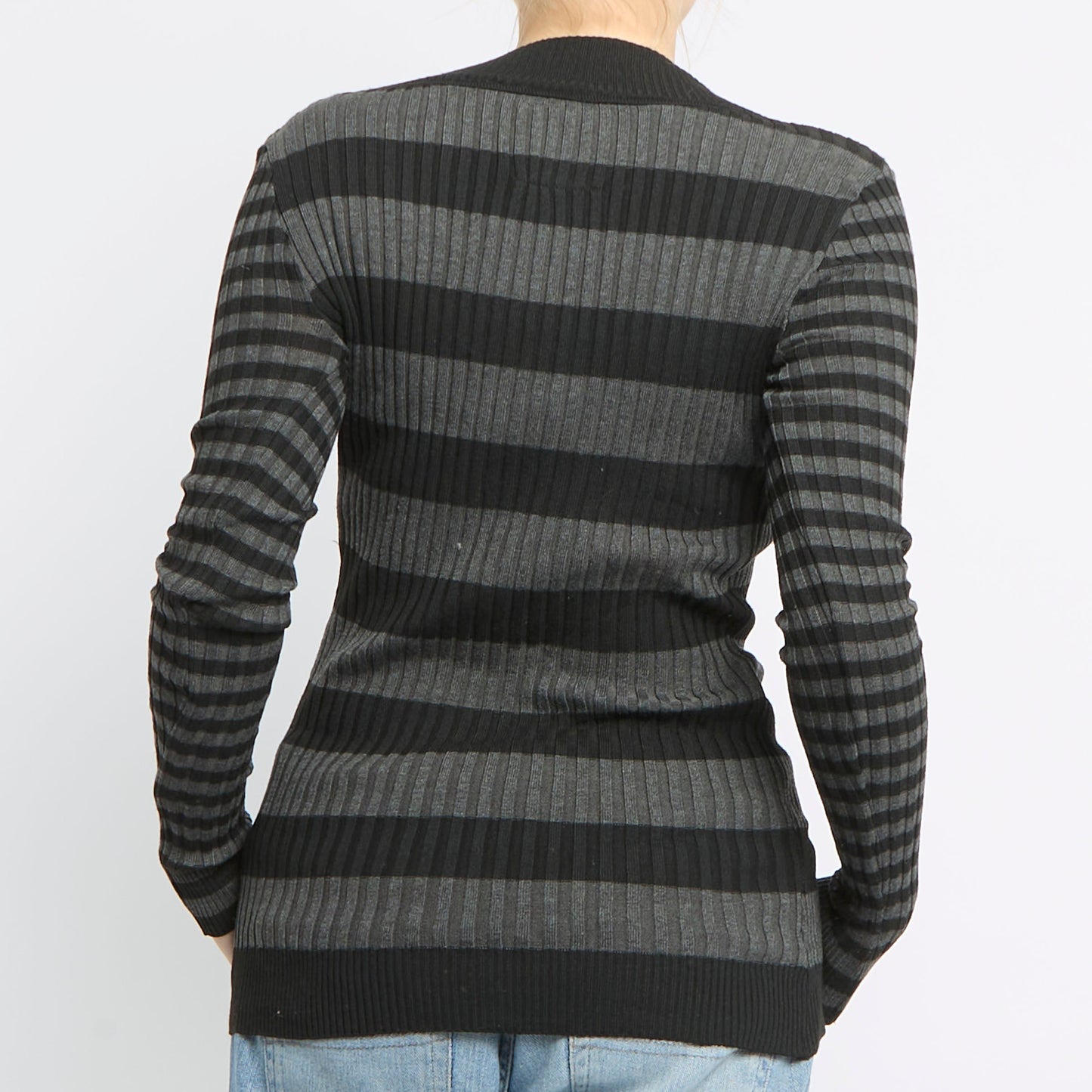 Stripe V-Neck Knitted Top - UK 10