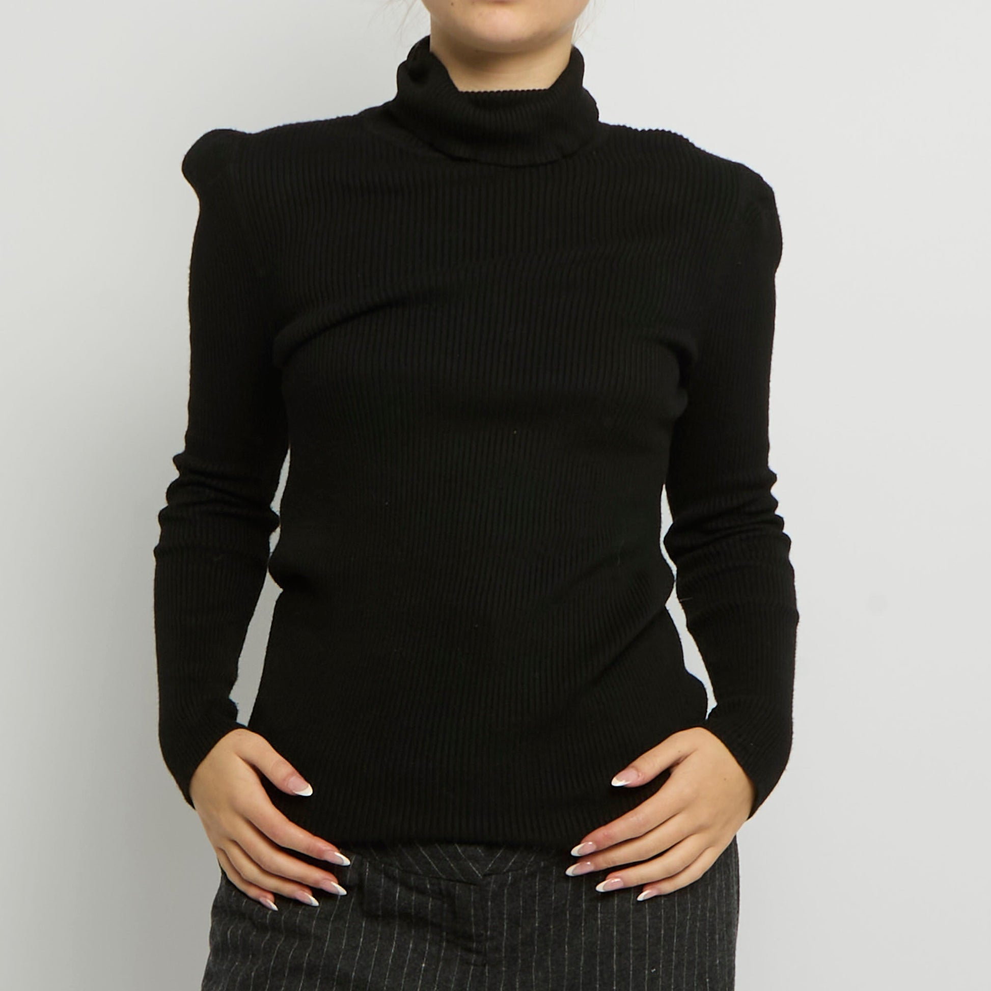 Ribbed Polo Neck Top - UK 10