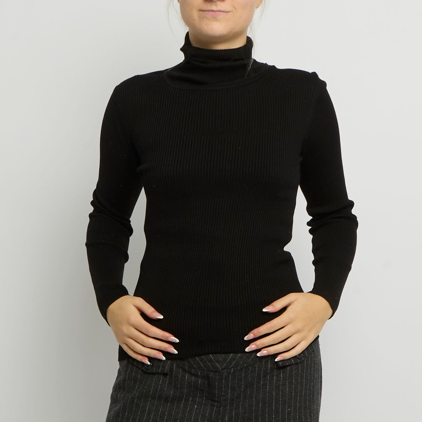 Ribbed Polo Neck Top - UK 10